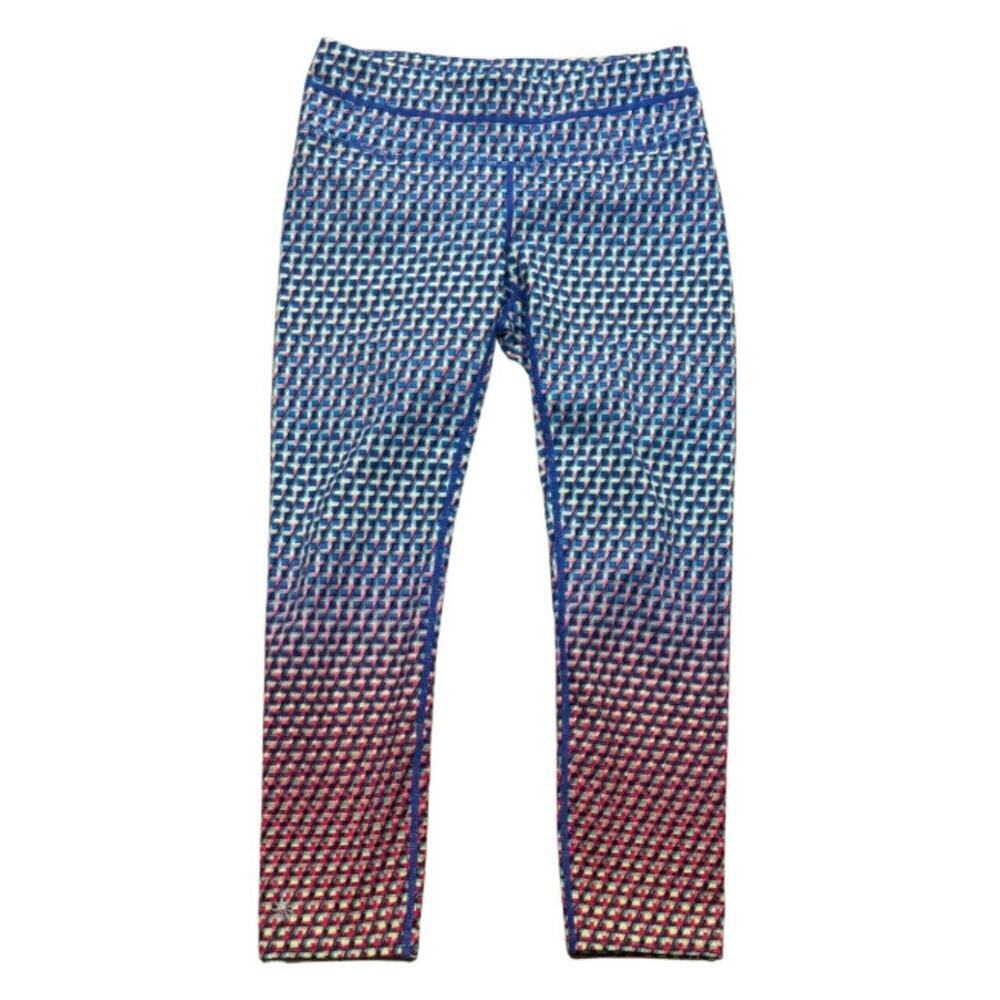 Athleta Multi Vivid Sonar Capri Running Leggings W/ Pockets Geometric Sz XS‎
